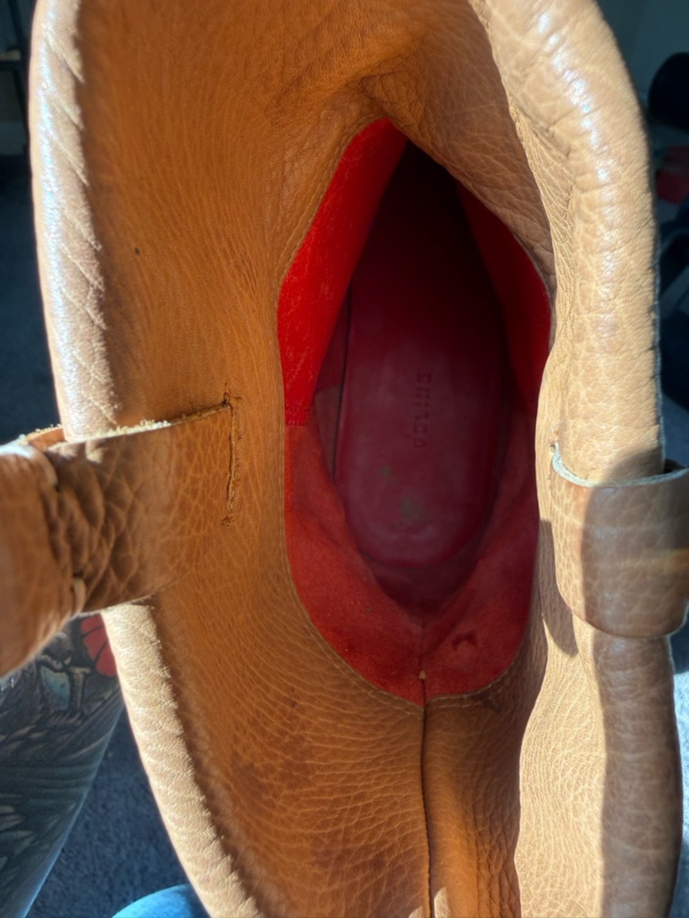 Celine Tan Leather Fold-Over Ankle Boots with Buckle Ring - Picture 5 of 7